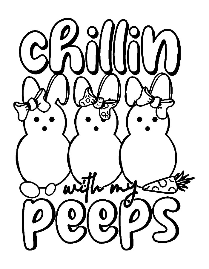 Cute Chillin With My Peeps Coloring Page