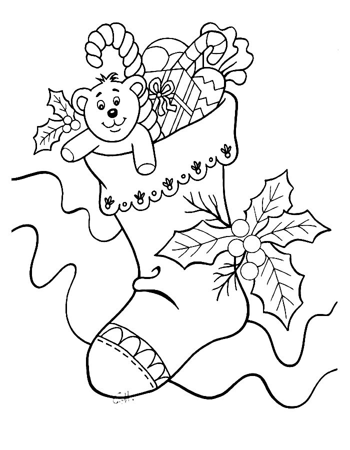 Cute Christmas Stocking Coloring Page