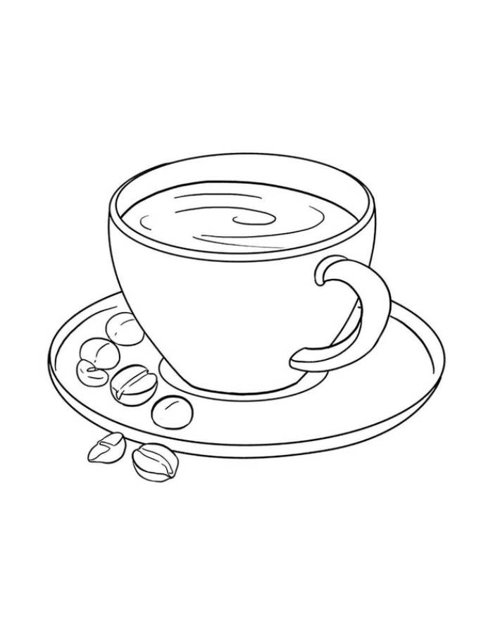 Cute Coffee Cup Coloring Page