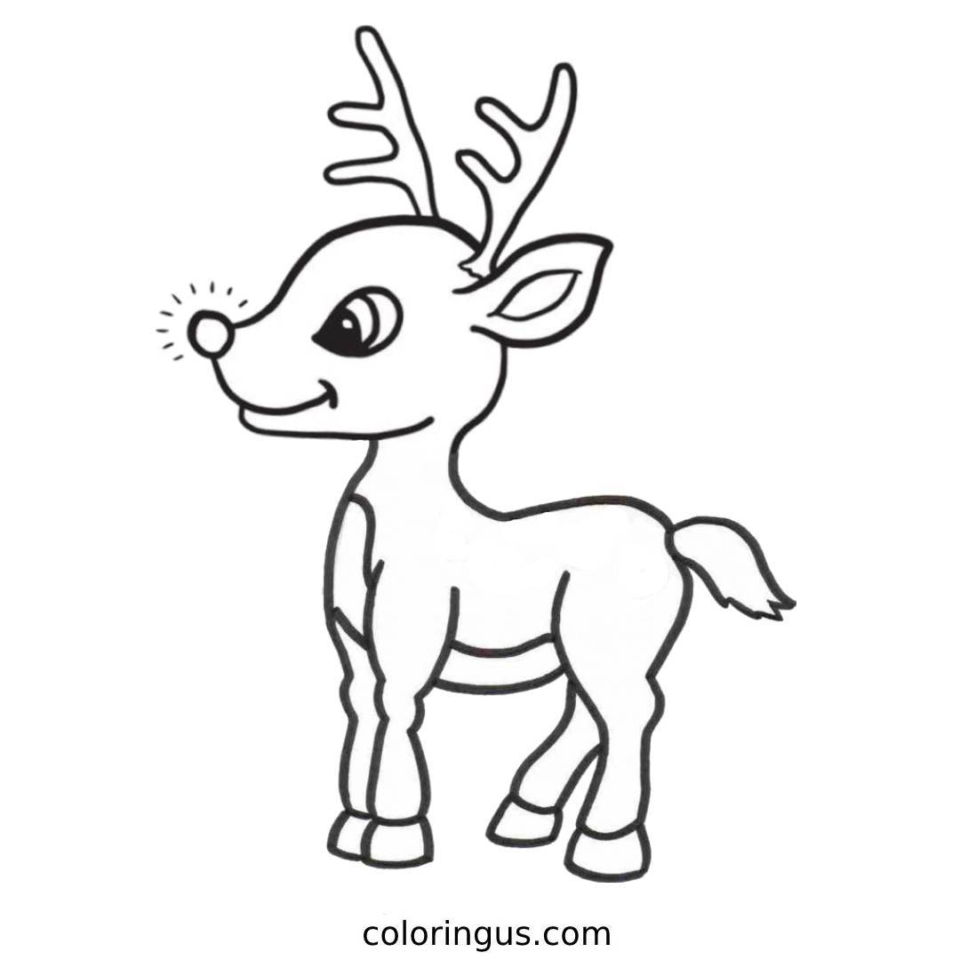 Cute Rudolph Animal Coloring Page