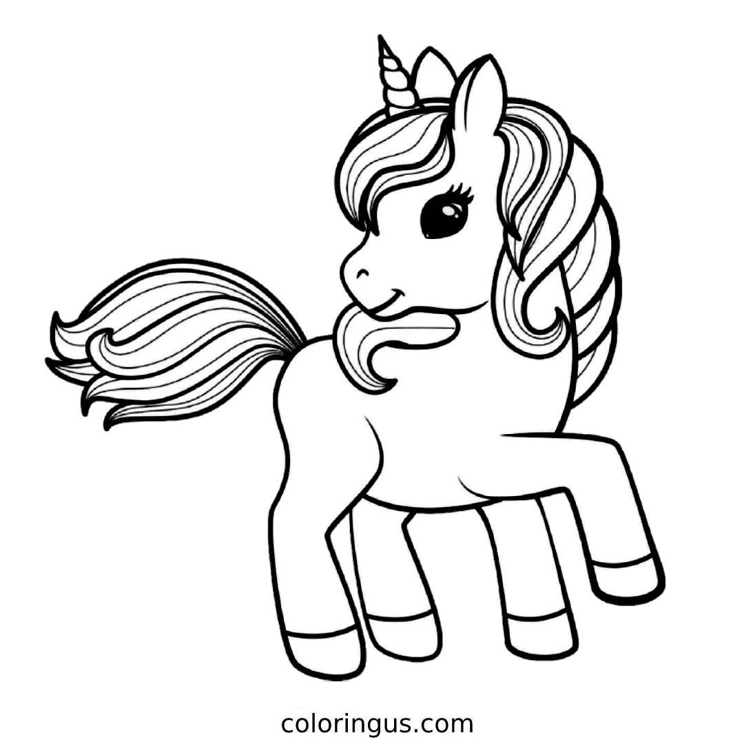 Cute Baby Unicorn Coloring Page