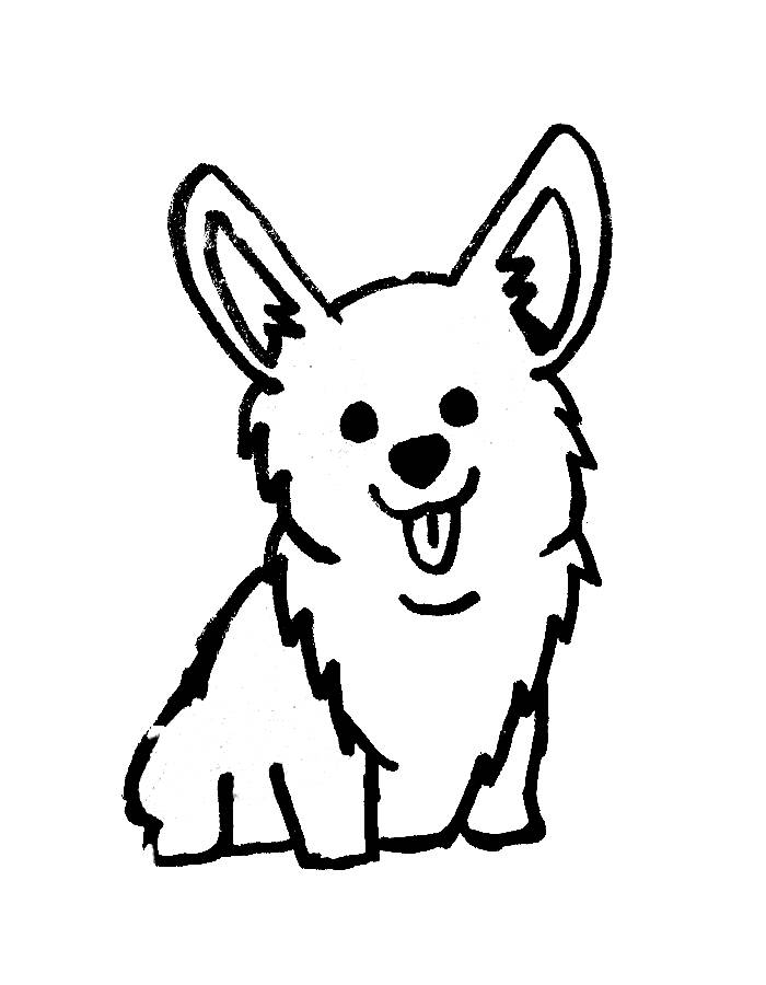 Cute Corgi Puppy Easy Drawings Coloring Page