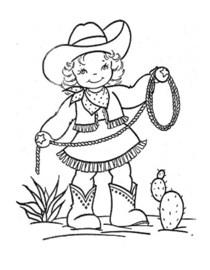 Cute Cowgirl Coloring Page