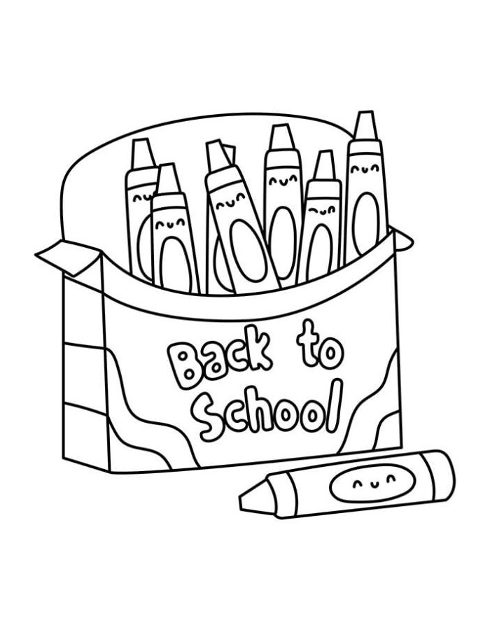 Cute Crayola Crayon Box With Smiling Crayons Coloring Page