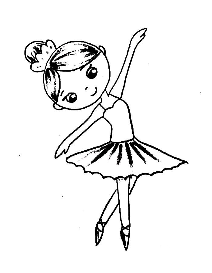 Cute Dancing Ballerina Girl Coloring Page