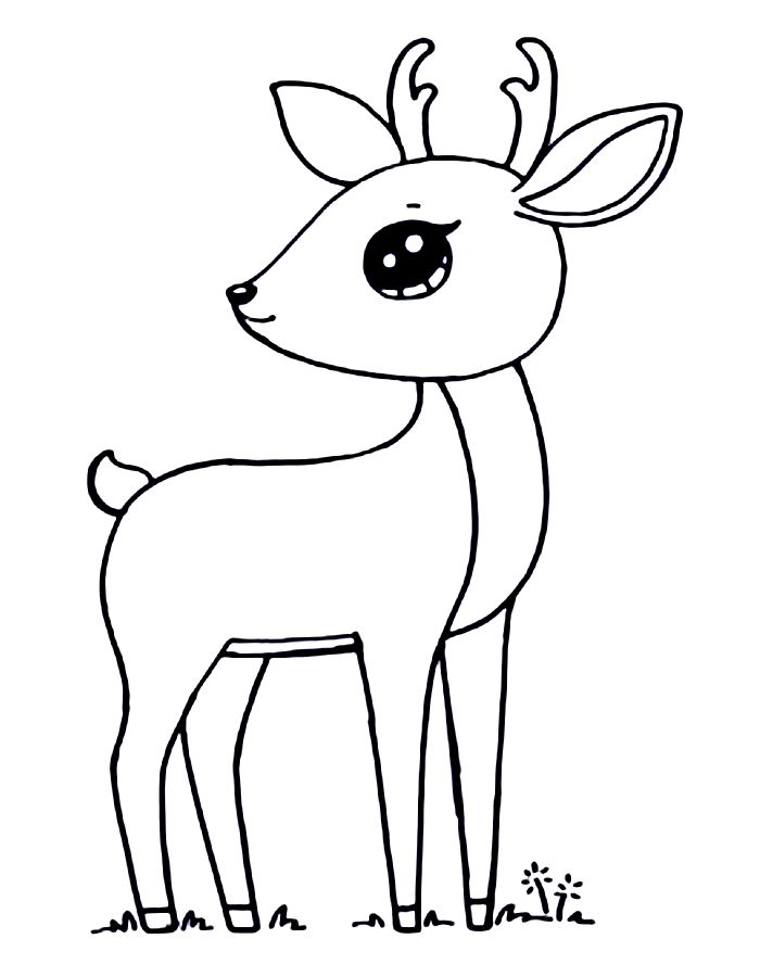 Cute Deer Line Art Coloring Page