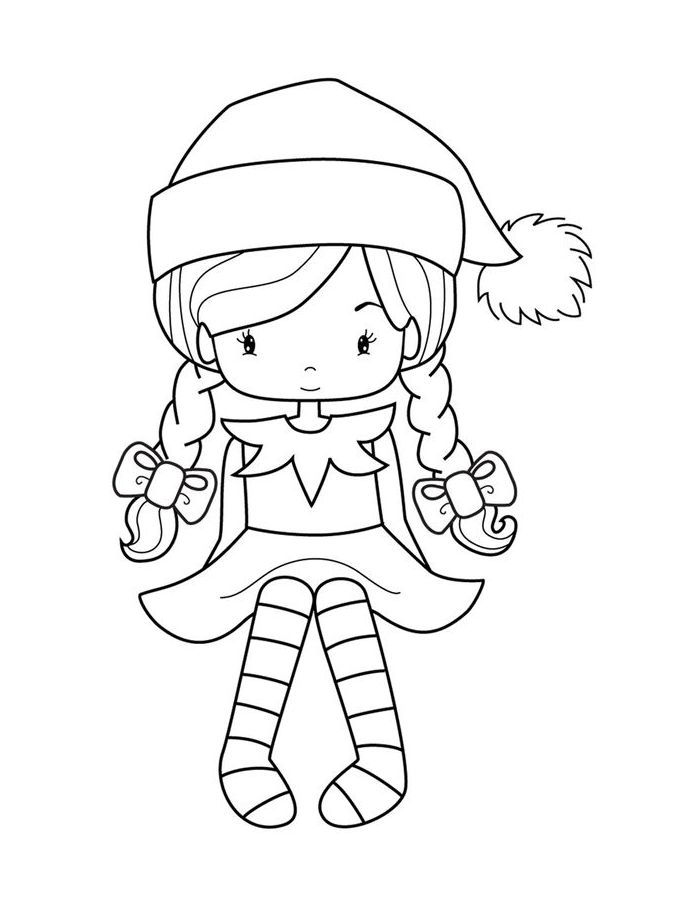 Cute Elf On The Shelf Coloring Page