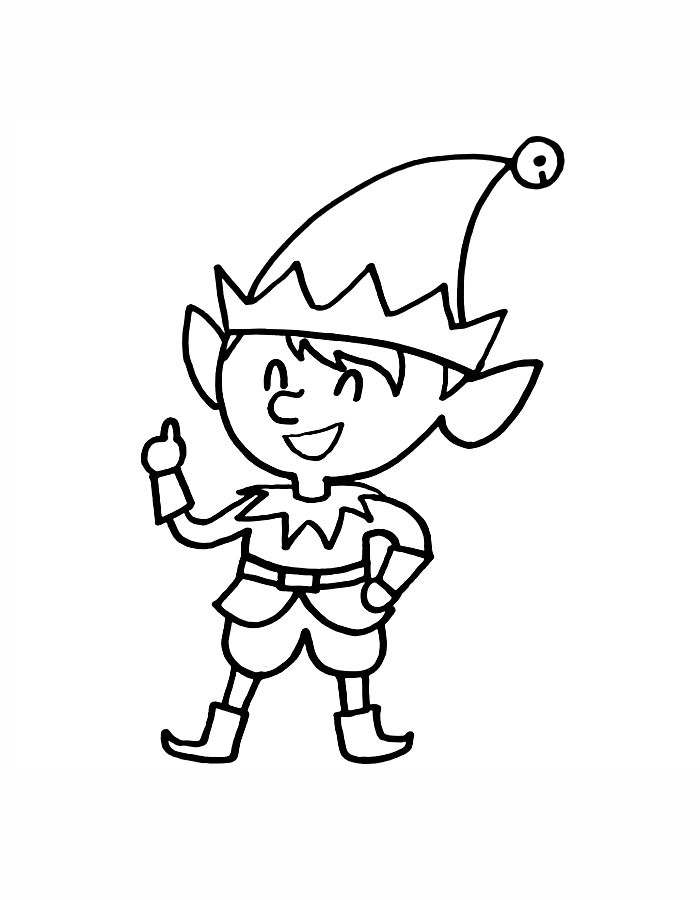 Cute Elf Coloring Page