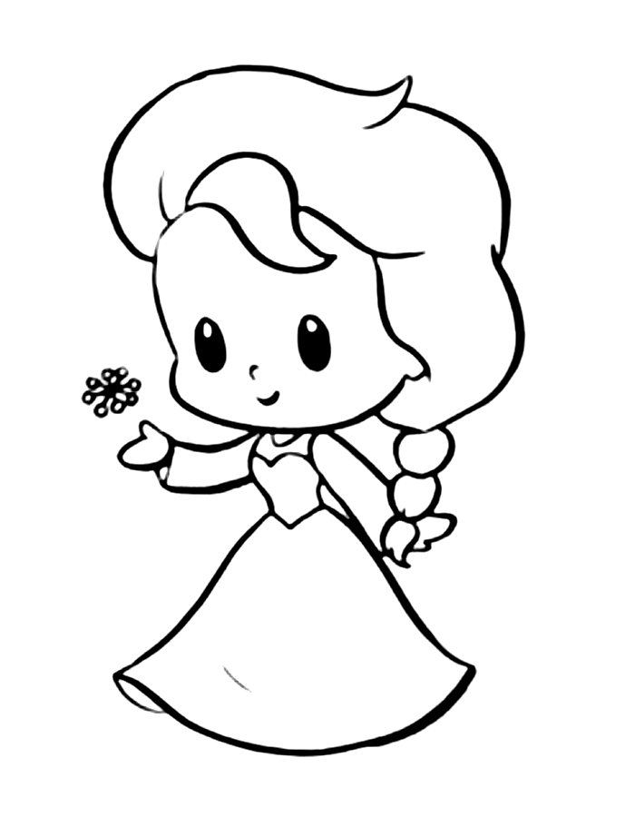 Cute Elsa Outline Coloring Page