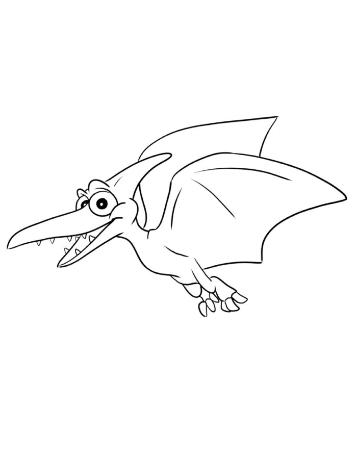 Cute Flying Pterodactyl Coloring Page