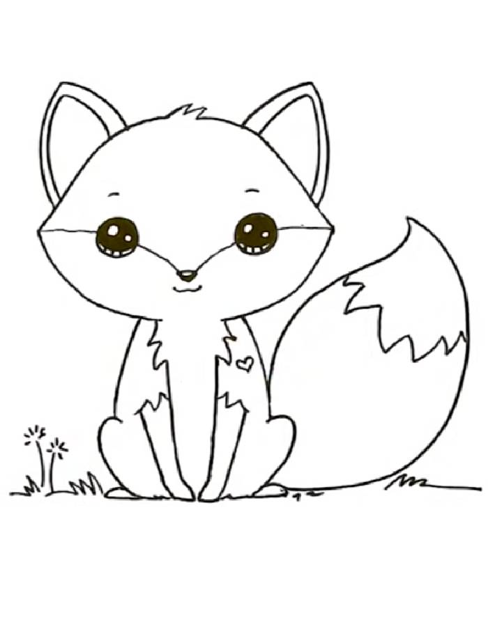 Cute Fox Printable Pdf Coloring Page