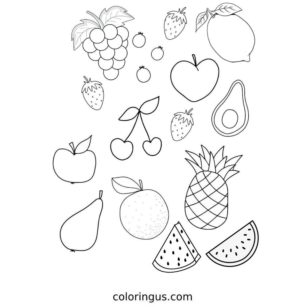 Fruit Coloring Pages Free Printable PDF 