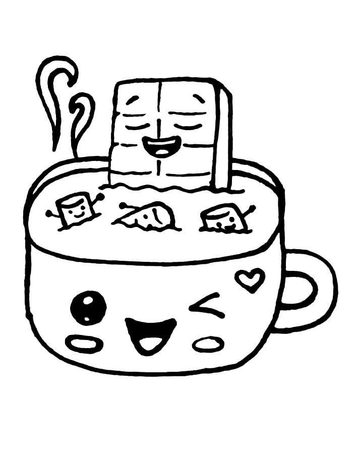 Cute Hot Chocolate Drawing Coloring Page