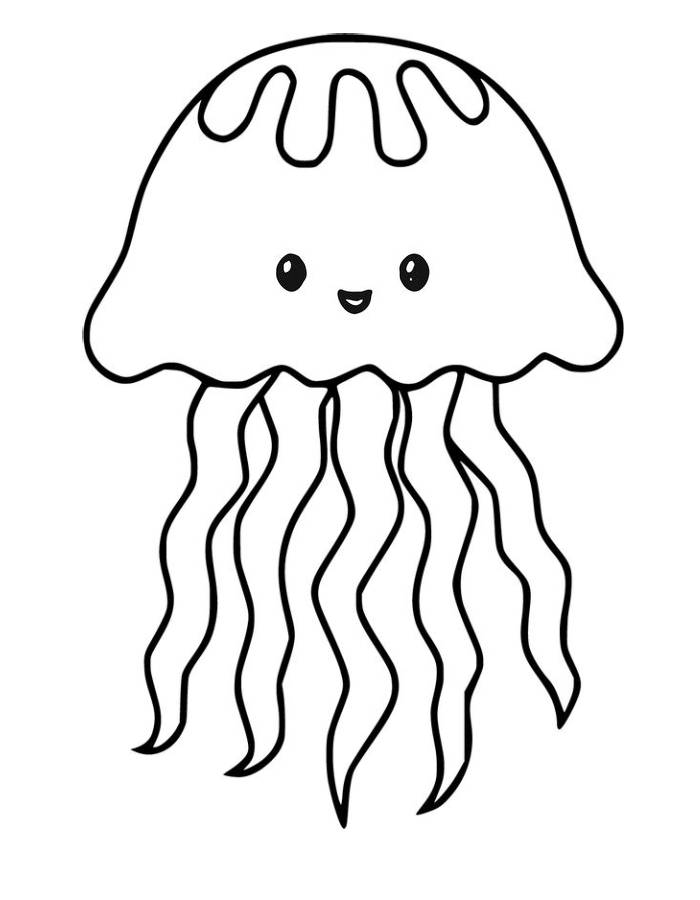 Cute Jellyfish For Kids Coloring Page