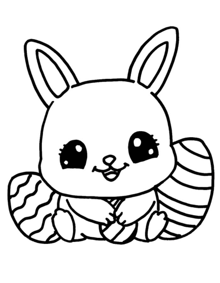 Cute Kawaii Bunny Coloring Page