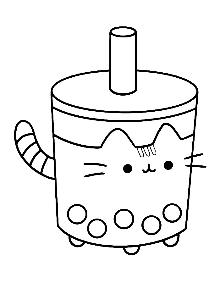 Cute Matcha Boba Bubble Tea Coloring Page