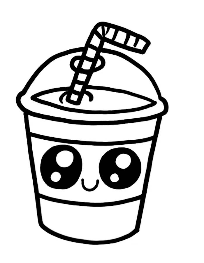 Cute Milk Shake Kawaii Drawings Coloring Page