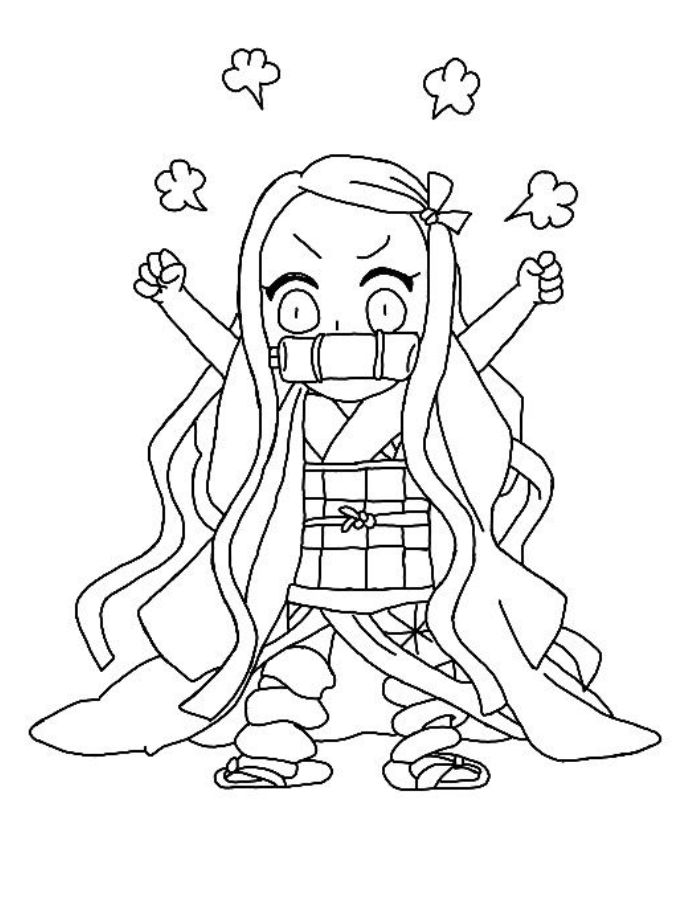 Cute Nezuko Kamado Coloring Page