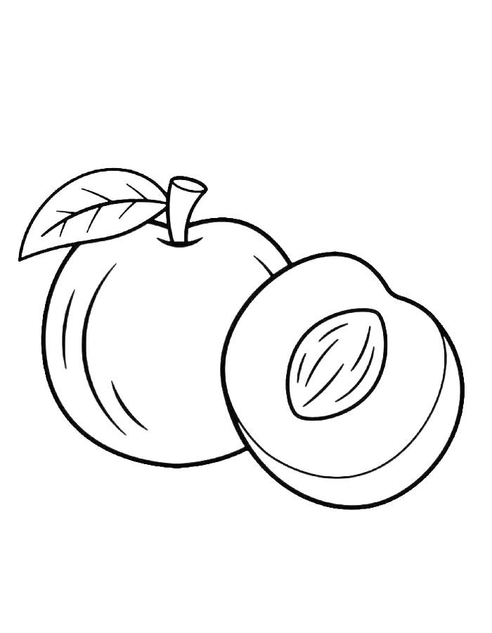 Cute Peach Fruit Out Line 🍑 Cute Peach Fruit Out Line 🍑 Coloring Page