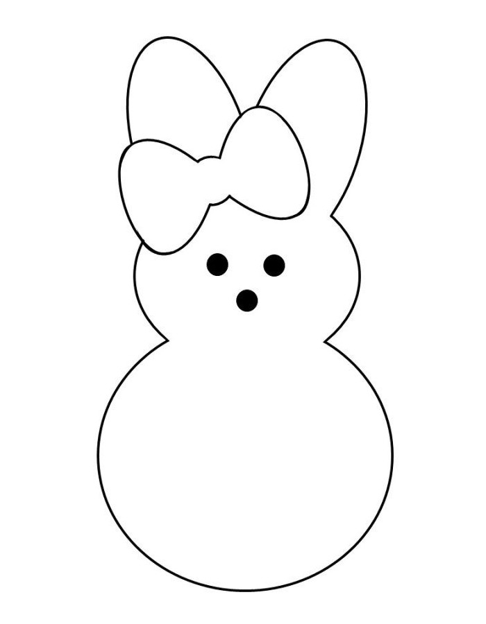 Cute Peeps Bunny With A Sweet Bow Design Coloring Page