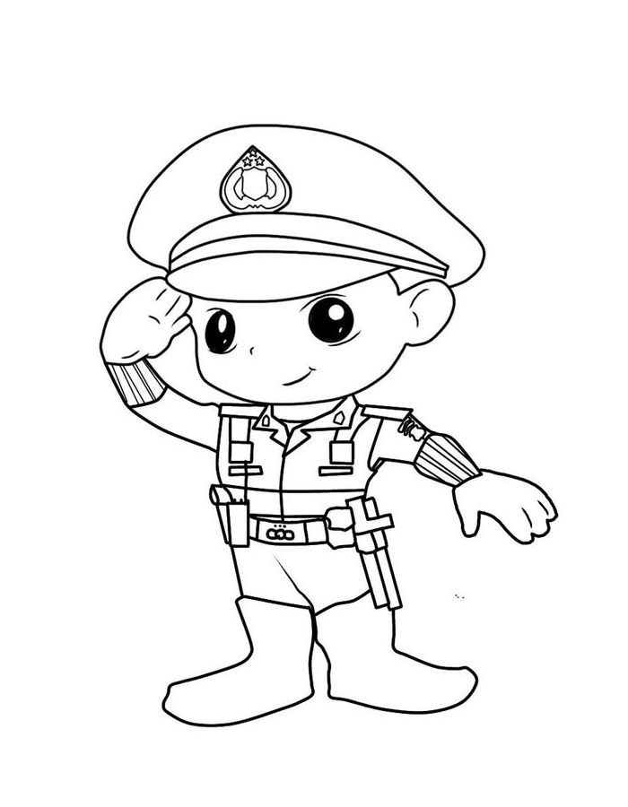 Cute Police Coloring Page