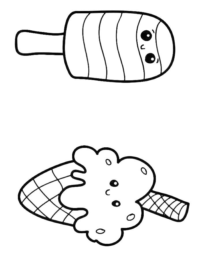 Cute Popsicle And Ice Cream Cone Coloring Page