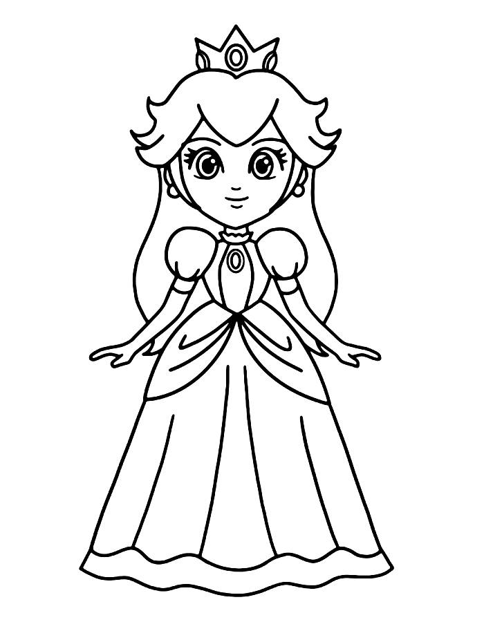 Cute Princess Peach From Super Mario Bros Movie Coloring Page