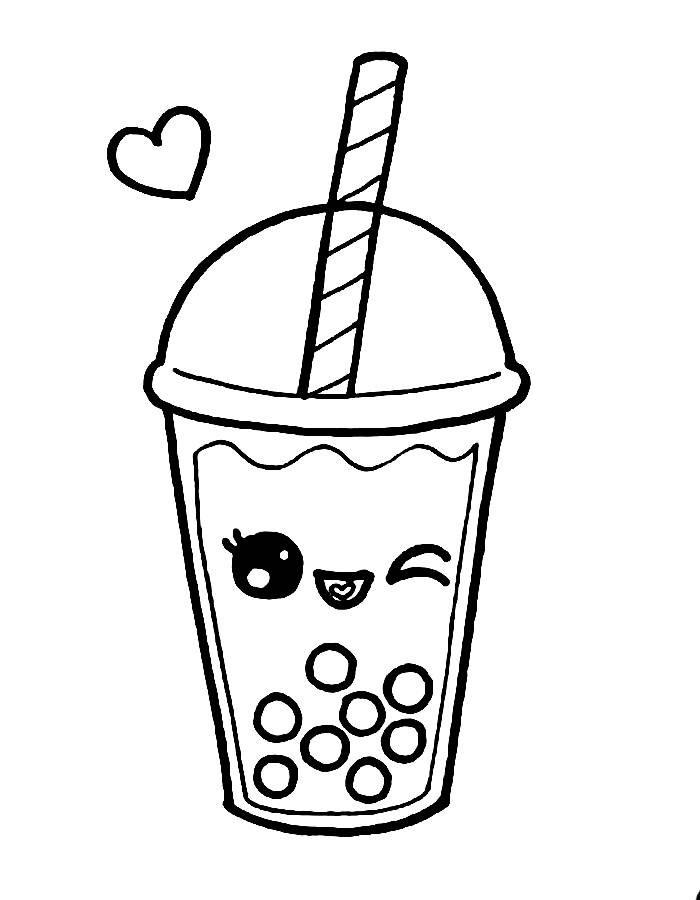 Cute Rainbow Boba Drink Coloring Page