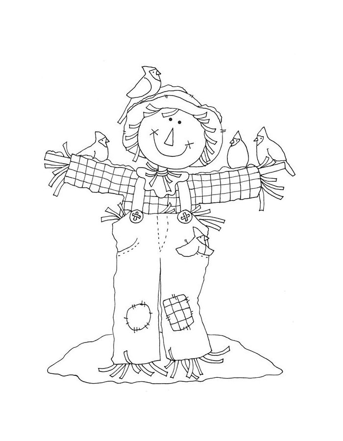 Cute Scarecrow Coloring Page