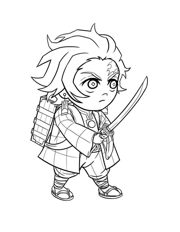 Cute Tanjiro Kamado In Pdf Coloring Page