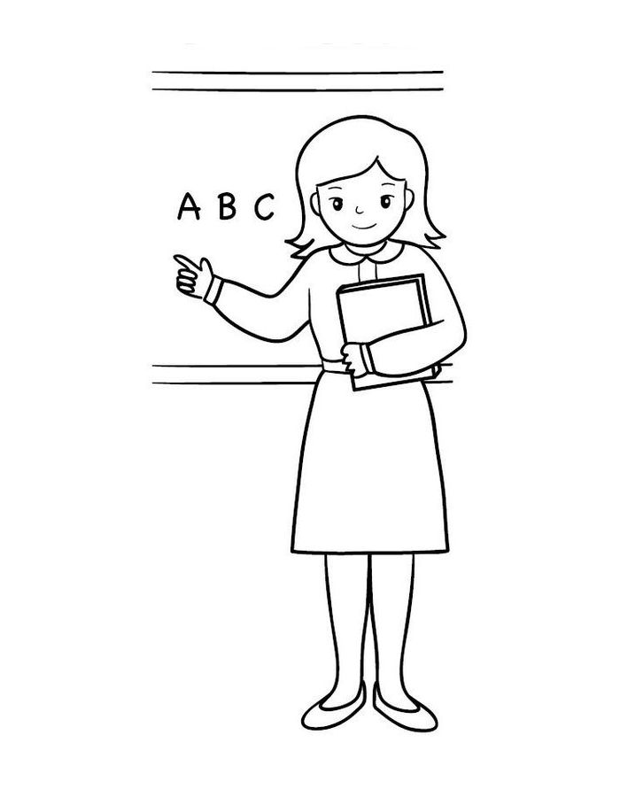 Cute Teacher Coloring Page