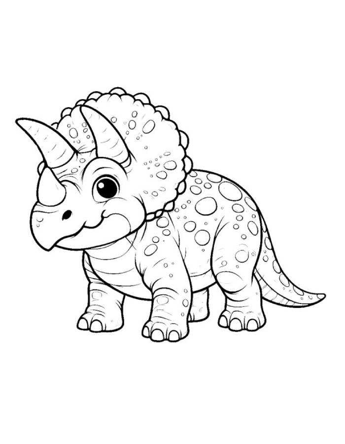 Cute Triceratops Dino Cute Triceratops Dino Coloring Page