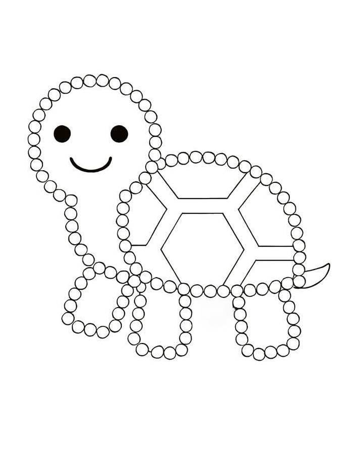 Cute Turtle Dot Art Coloring Page