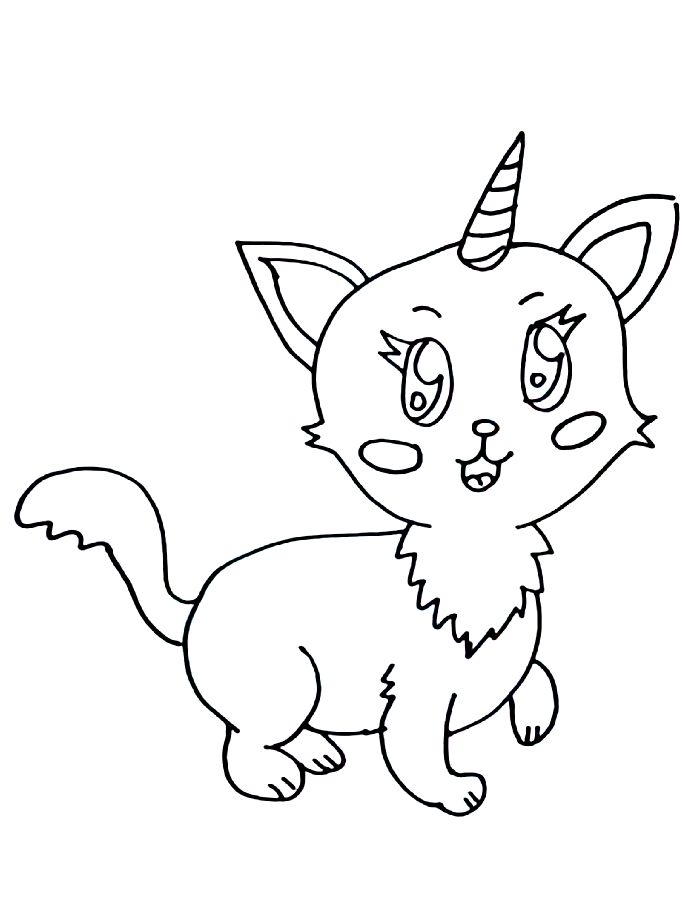 Cute Unicorn Cat Coloring Page