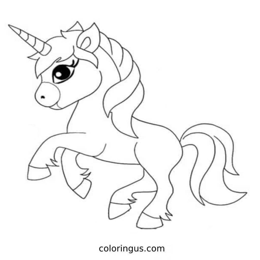 Jumping Cute Unicorn Coloring Page