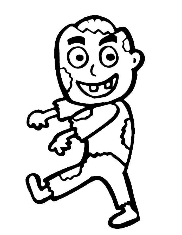 Cute Zombie For Kids Coloring Page