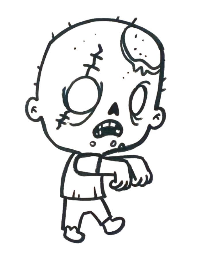 Cutest Zombie Chibi Art Coloring Page