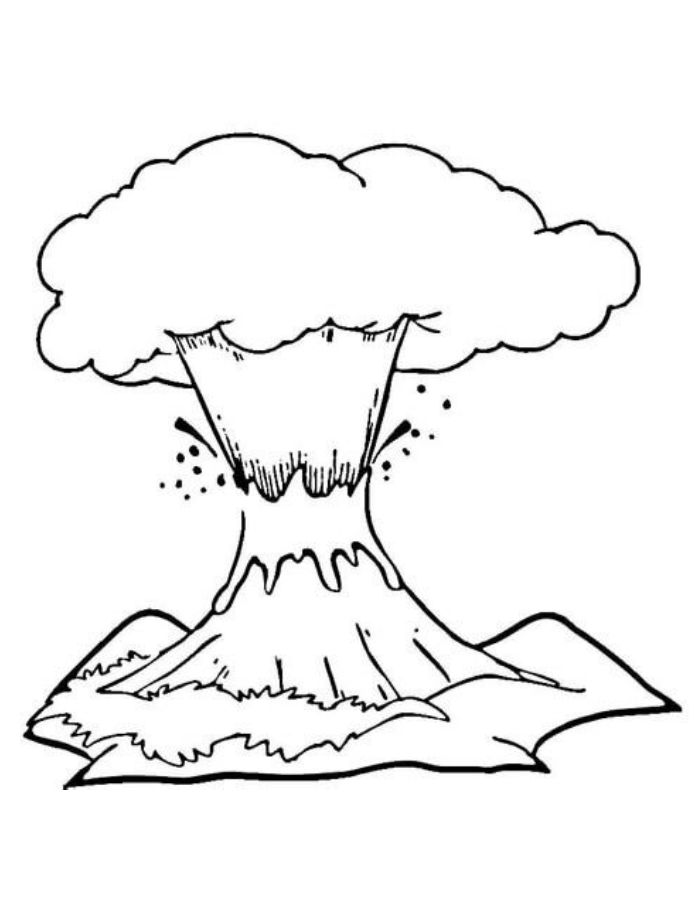 Dangerous Volcano Eruption Coloring Page