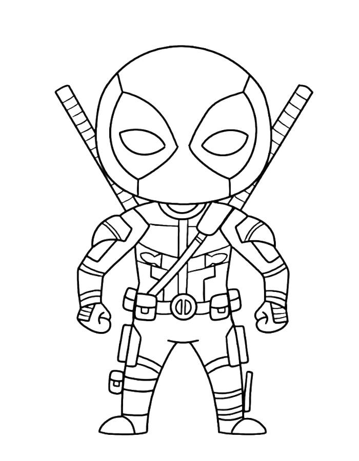 Deadpool Easy Cute Drawing Coloring Page