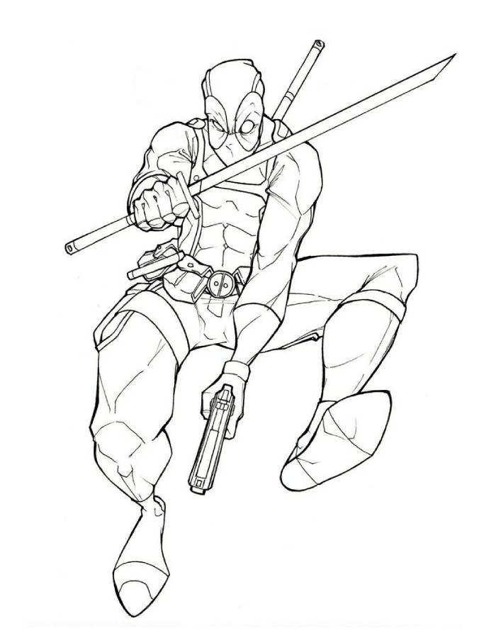 Deadpool Outline Coloring Page