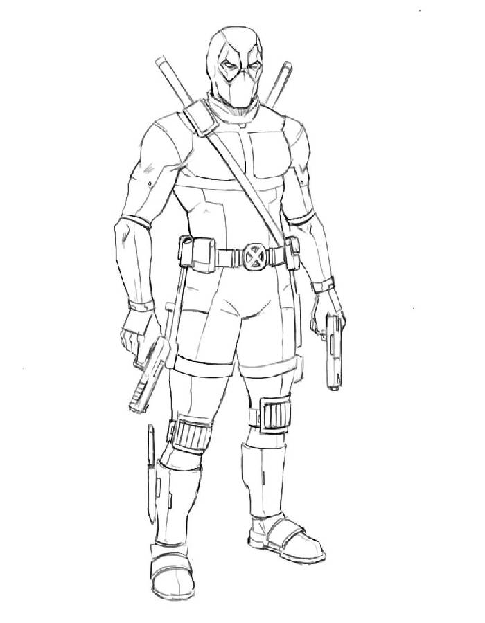 Deadpool Superheroes Marvel Coloring Page