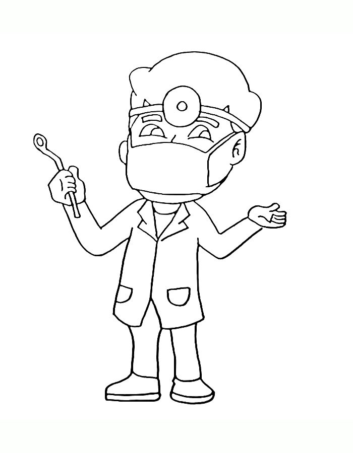 Dentist Clipart Black And White Coloring Page