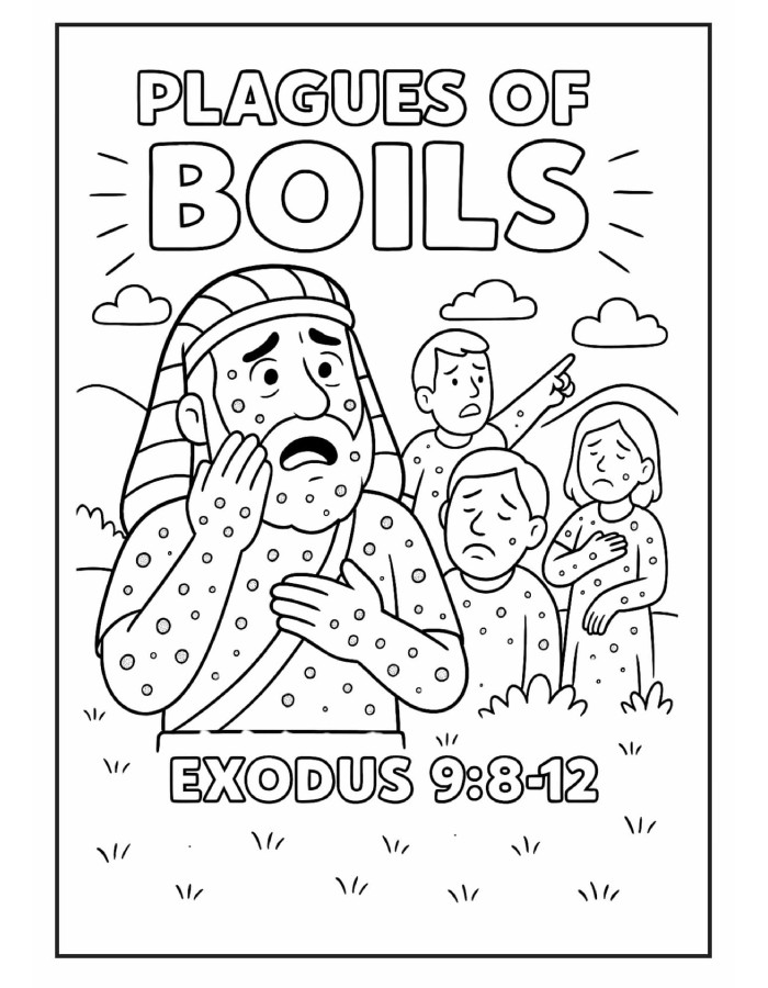 Depicting The Plague Of Boils From Exodus Coloring Page