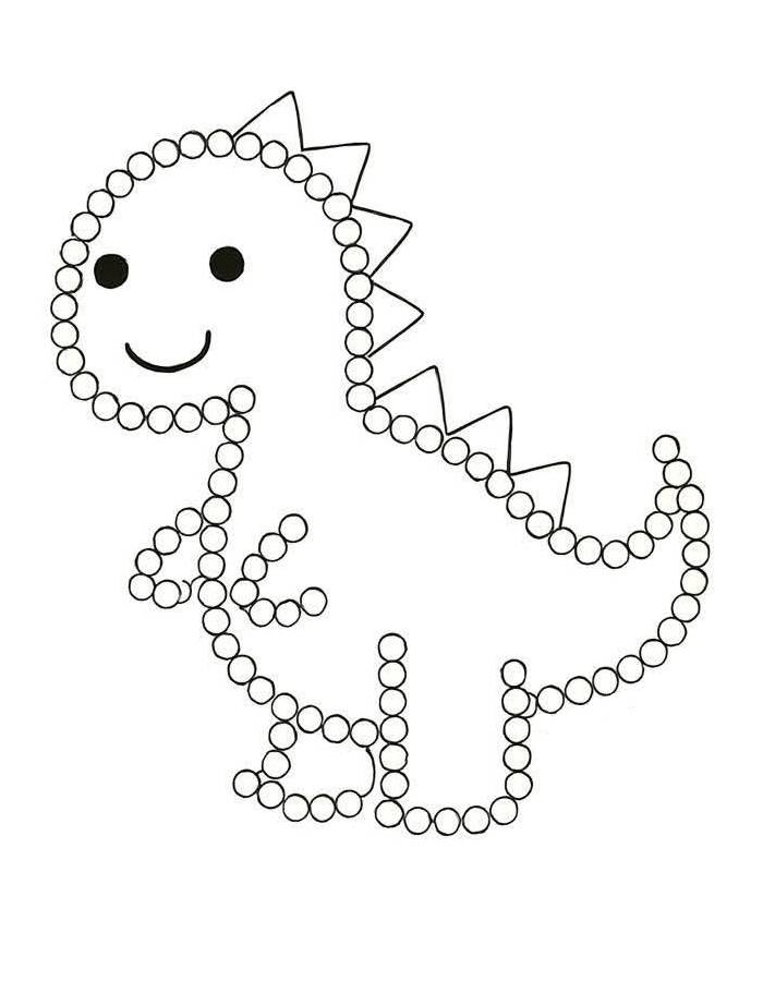 Dinosaur Dot Art Design Coloring Page