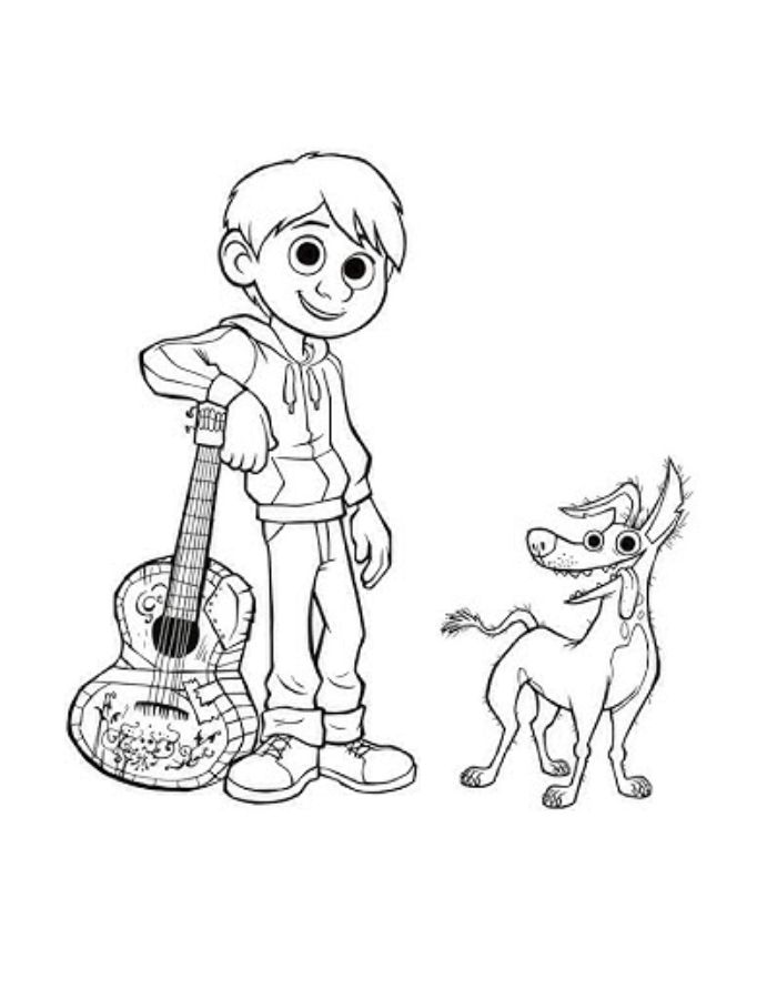 Disney Coco Miguel & Dante Coloring Page