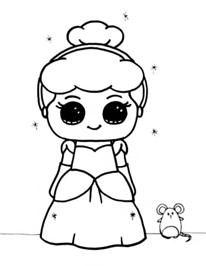 Disney Princess Cinderella Cute And Easy Coloring Page