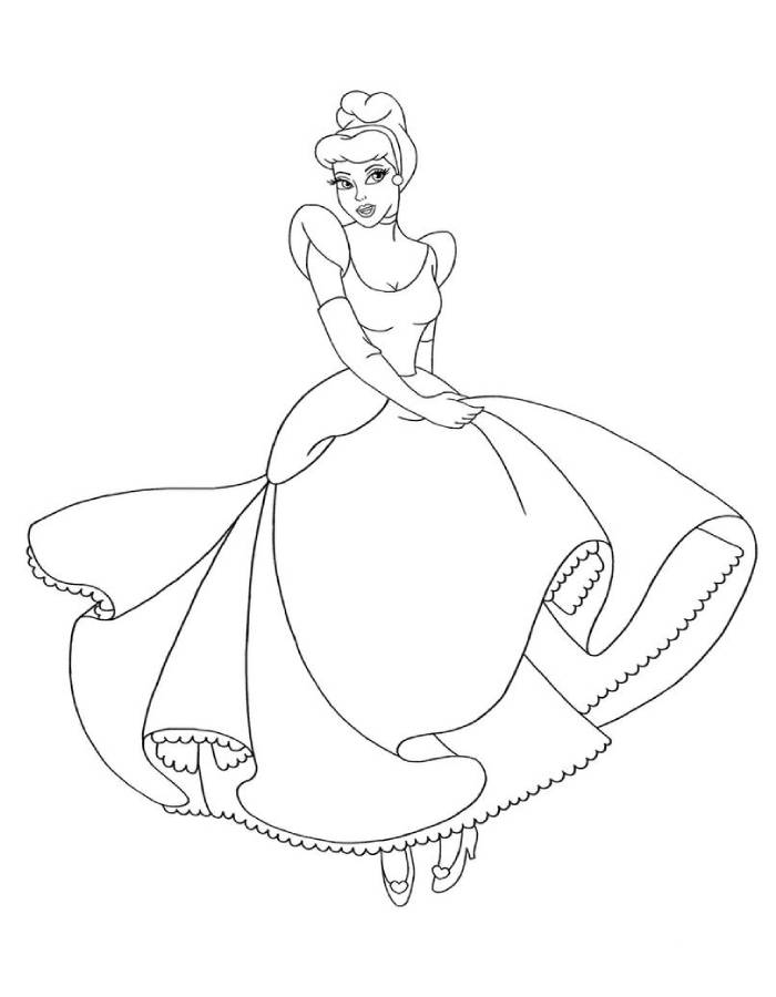 Disney Princess Cinderella Outline Coloring Page