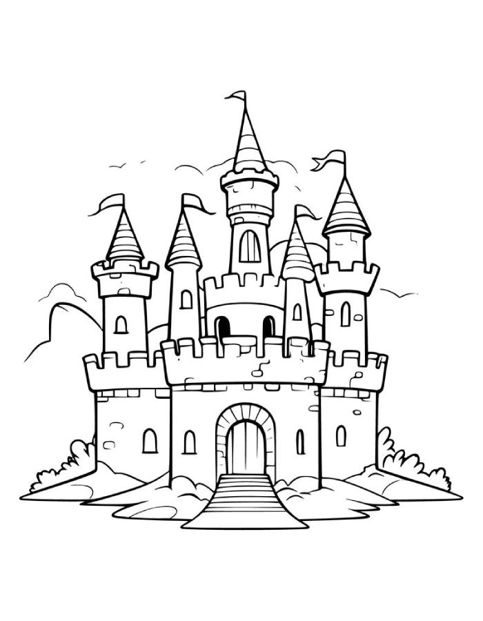 Disneyland Castle Digital Prints Coloring Page