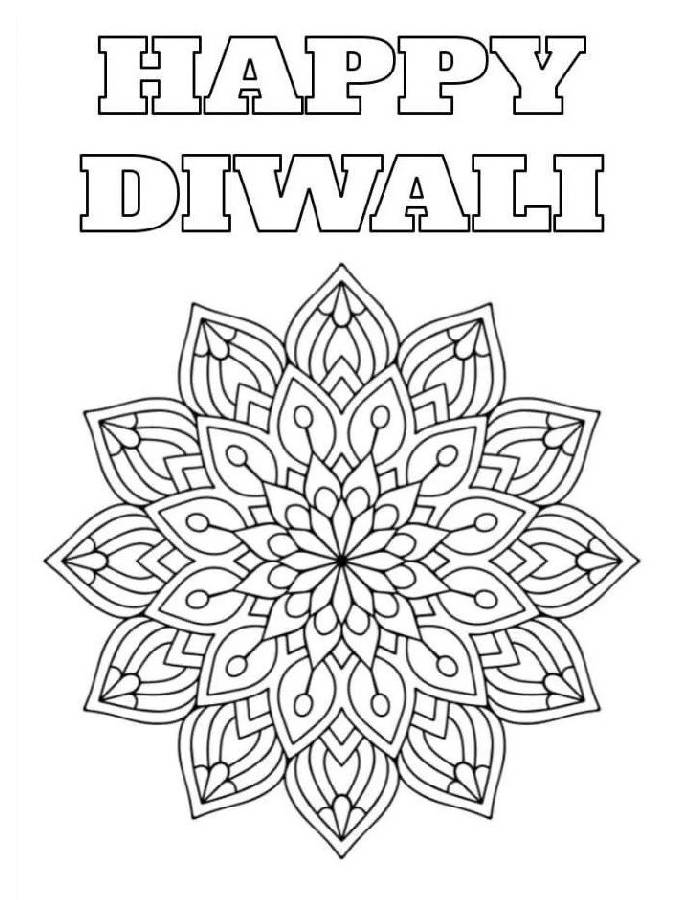 Diwali Mandala Rangoli Design Coloring Page