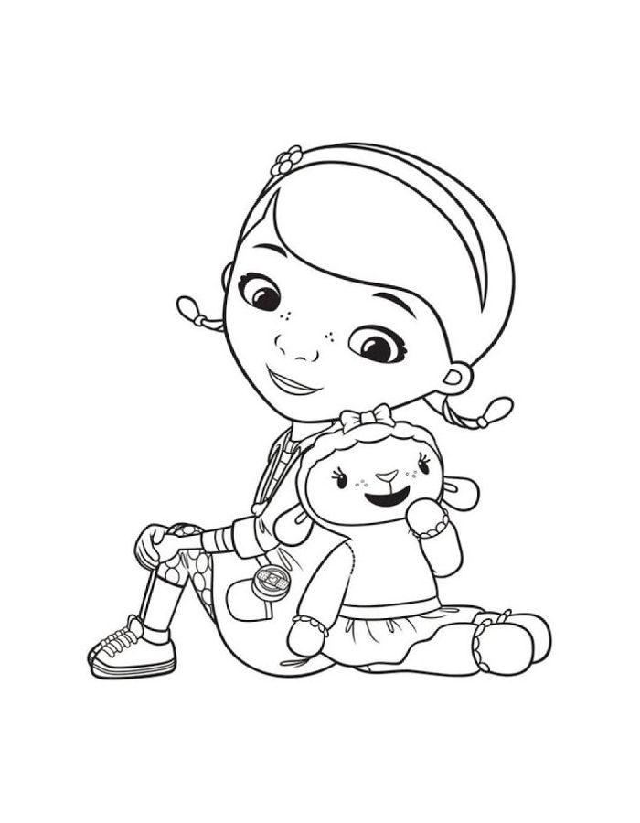 Doc Mcstuffins And Lambie Coloring Page